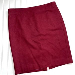 J.Crew Maroon Wool Blend Pencil Skirt Sz 10
